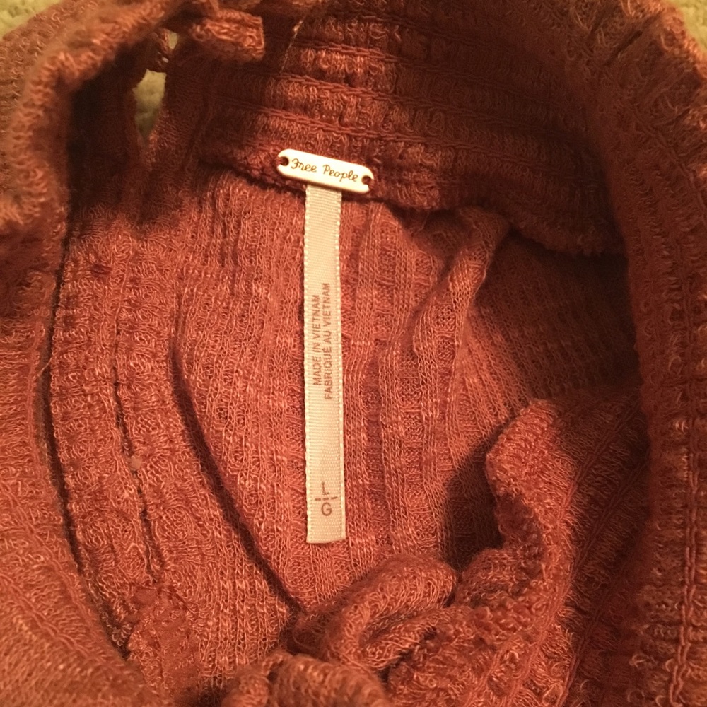 FREE PEOPLE Ruffle Mockneck Boho Long Sleeve Top Size Large - Picture 8 of 9